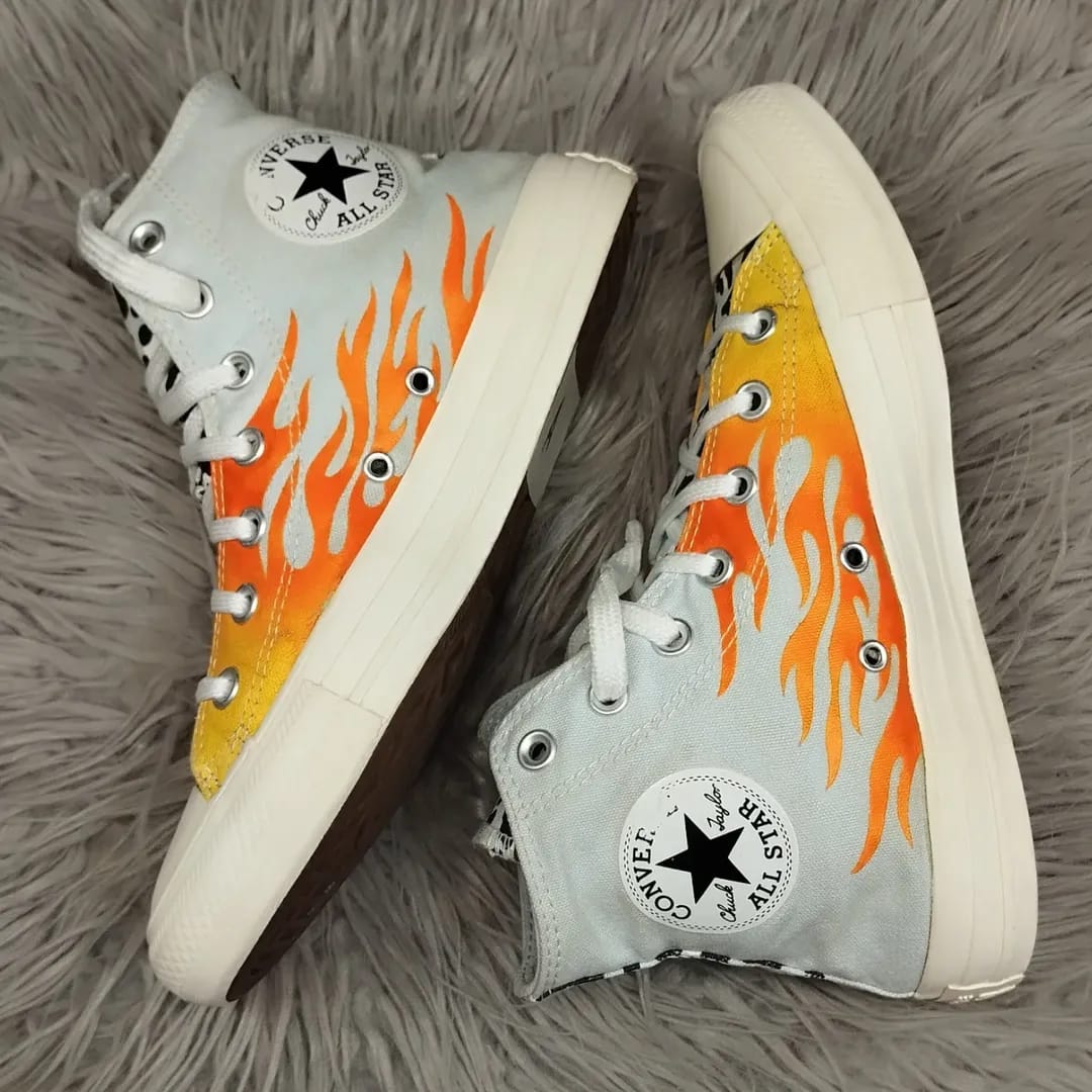 Blue flames high rise converse